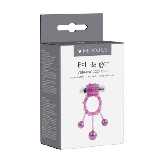 Фиолетовое эрекционное виброкольцо Ball Banger Cock - Me You Us - в Москве купить с доставкой