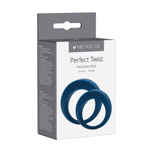 Набор из 2 синих эрекционных колец Perfect Twist Cock Ring Set - Me You Us - в Москве купить с доставкой