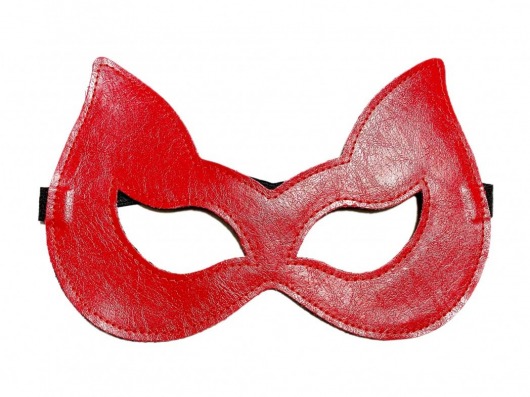 Двусторонняя красно-черная маска с ушками из эко-кожи - БДСМ Арсенал - купить с доставкой в Москве