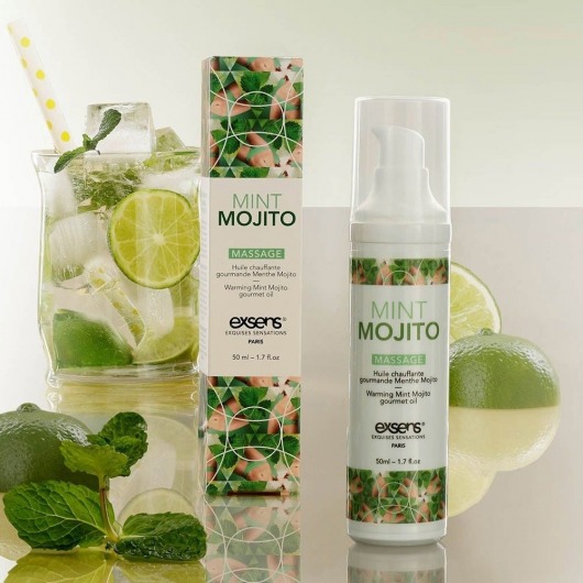 Разогревающее массажное масло с ароматом мохито Gourmet Mint Mojito - 50 мл. - Exsens - купить с доставкой в Москве
