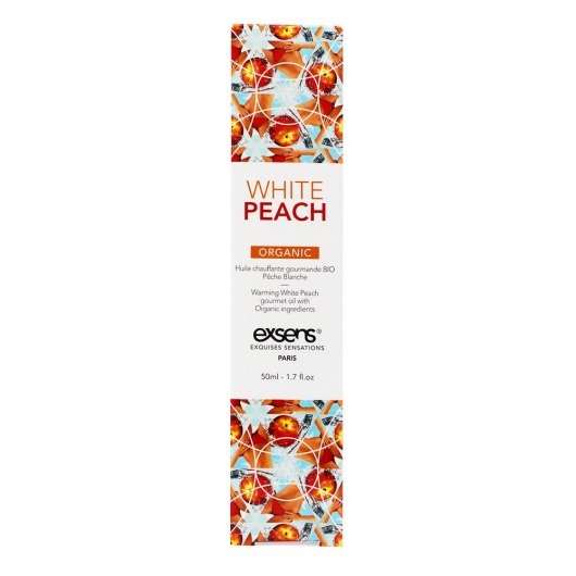 Разогревающее массажное масло Gourmet White Peach Organic с органическими ингредиентами - 50 мл. - Exsens - купить с доставкой в Москве