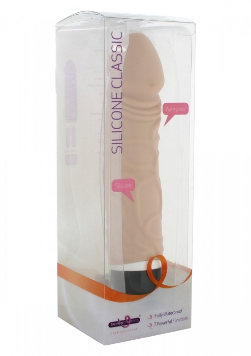 Реалистичный силиконовый вибратор CLASSIC ORIGINAL NUDE - 20 см. - Seven Creations