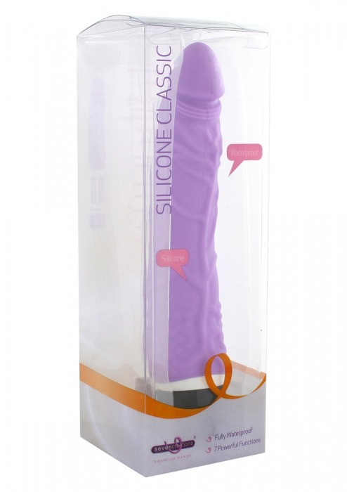 Сиреневый силиконовый вибратор CLASSIC SLIM - 21 см. - Seven Creations