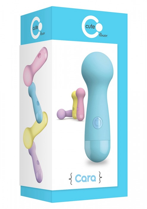 Голубой вибромассажер CARA SMALL WAND BLUE - 14 см. - Toy Joy