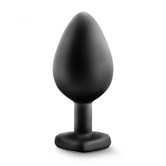 Черная анальная втулка с прозрачным кристаллом Bling Plug Medium - 8,2 см. - Blush Novelties
