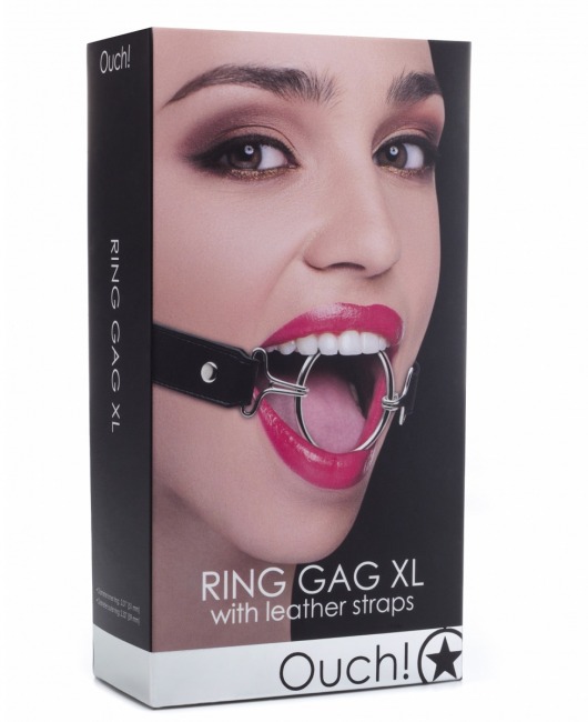 Расширяющий кляп Ring Gag XL с чёрными ремешками - Shots Media BV - купить с доставкой в Москве