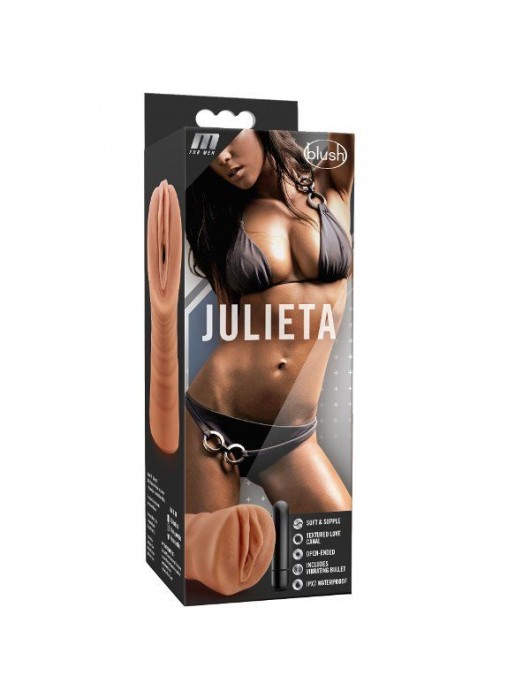 Мастурбатор-вагина цвета карамели Julieta с вибрацией - Blush Novelties - в Москве купить с доставкой