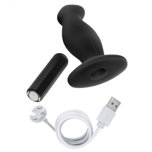 Черный анальный вибромассажёр Silicone Vibrating Prostate Massager 02 - 10,8 см. - Blush Novelties - в Москве купить с доставкой