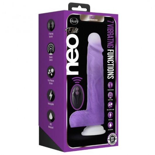 Фиолетовый вибратор-реалистик Encore 8 Inch Vibrating Dildo - 21,6 см. - Blush Novelties