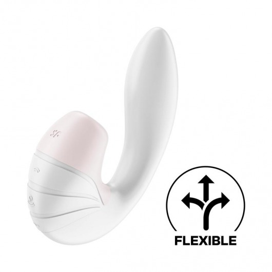 Белый вибратор с вакуумным стимулятором Supernova - 16,9 см. - Satisfyer