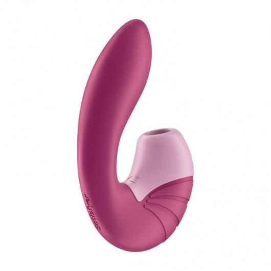 Малиновый вибратор с вакуумным стимулятором Supernova - 16,9 см. - Satisfyer
