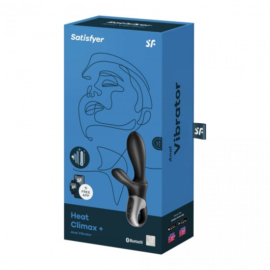 Черный анальный вибратор Heat Climax+ с функцией нагрева - 20,6 см. - Satisfyer - в Москве купить с доставкой