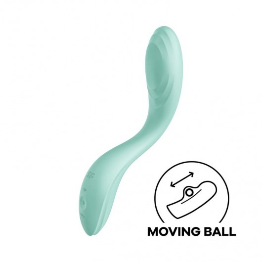 Мятный вибромассажер Rrrolling Pleasure с движущимся шариком - 23 см. - Satisfyer