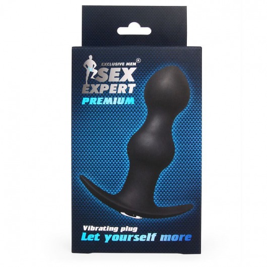 Черная фигурная перезаряжаемая анальная пробка - 12 см. - Sex Expert