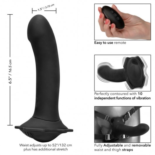 Черный женский страпон с вибрацией Me2 Remote Rumbler - 16,5 см. - California Exotic Novelties - купить с доставкой в Москве