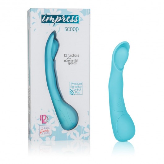 Голубой вибромассажер Impress Scoop - 12 см. - California Exotic Novelties