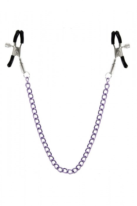 Зажимы для сосков с фиолетовой цепочкой Sweet Caress Nipple Chain - Sweet Caress - купить с доставкой в Москве