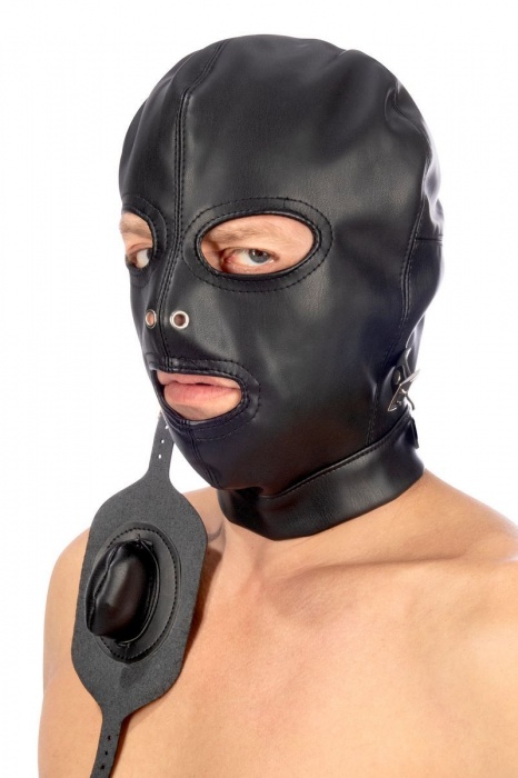 Маска-шлем с прорезями для глаз и регулируемым кляпом - Fetish Tentation - купить с доставкой в Москве