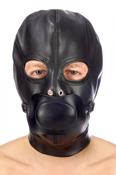 Маска-шлем с прорезями для глаз и регулируемым кляпом - Fetish Tentation - купить с доставкой в Москве