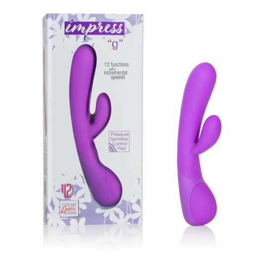 Фиолетовый вибромассажер Impress “g” со стимуляцией клитора - 18 см. - California Exotic Novelties