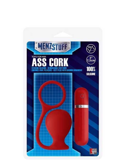 Красная вибровтулка MENZSTUFF ASS CORK WIDE - 7,5 см. - Dream Toys - в Москве купить с доставкой