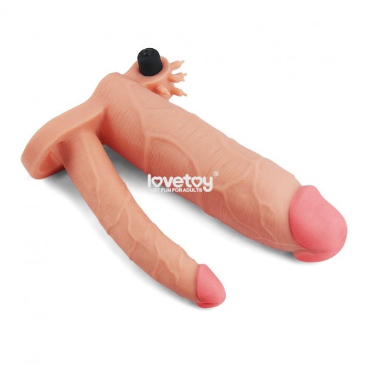 Телесная насадка-удлинитель на пенис с анальным стимулятором и вибрацией - Lovetoy - в Москве купить с доставкой