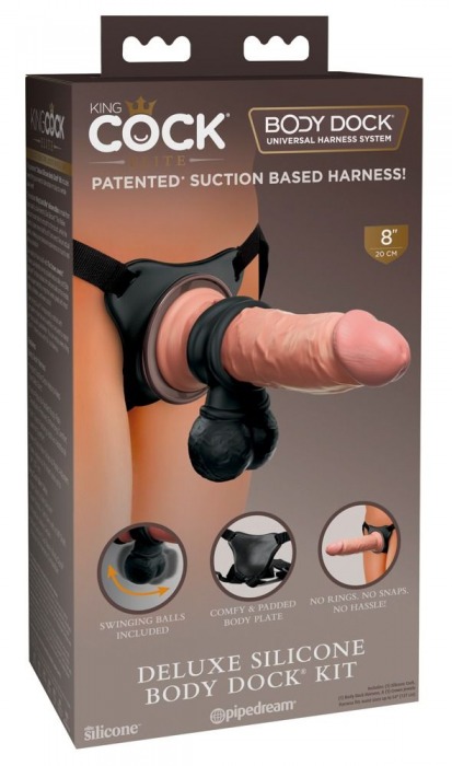 Страпон-система Deluxe Silicone Body Dock Kit - 22 см. - Pipedream - купить с доставкой в Москве