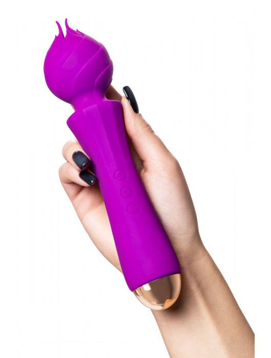 Лиловый вибратор Hyacinth с лепестками - 21,5 см. - ToyFa