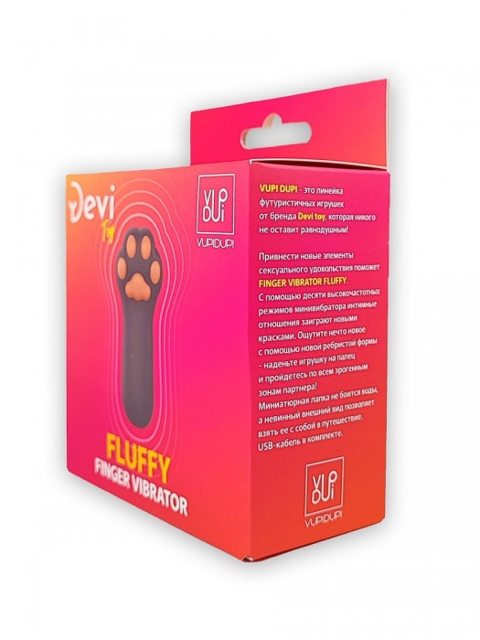 Насадка на палец в форме лапки Finger Vibrator Fluffy - Devi