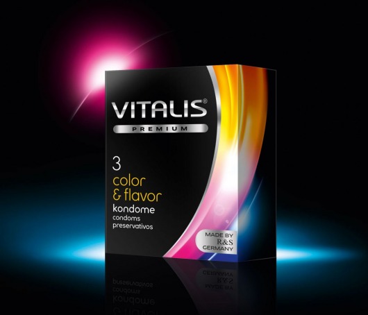 Цветные ароматизированные презервативы VITALIS PREMIUM color   flavor - 3 шт. - Vitalis - купить с доставкой в Москве