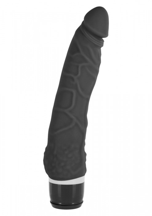 Чёрный силиконовый вибратор CLASSIC SLIM - 21 см. - Seven Creations