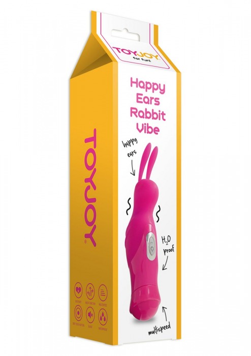 Розовый вибромассажер HAPPY EARS RABBIT VIBE - Toy Joy