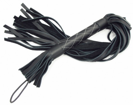 Аккуратная чёрная плетка  из натуральной кожи - БДСМ Арсенал - купить с доставкой в Москве