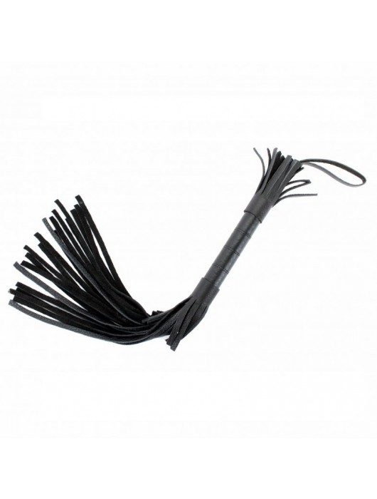 Короткая чёрная плетка из натуральной кожи - БДСМ Арсенал - купить с доставкой в Москве