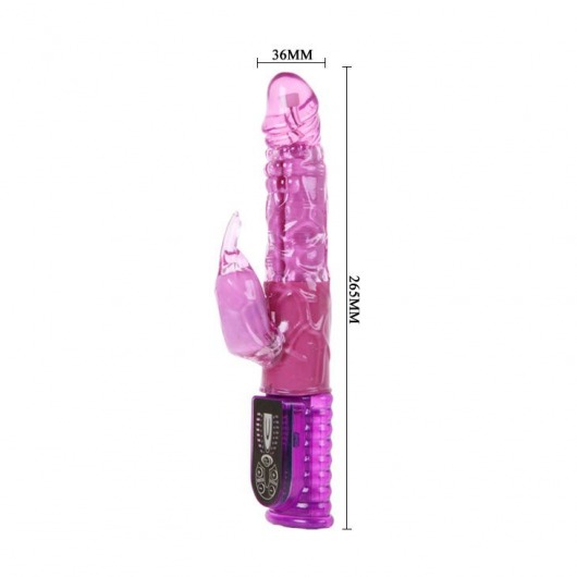 Розовый вибратор со стимулятором клитора Love Stroker - 26,5 см. - Baile