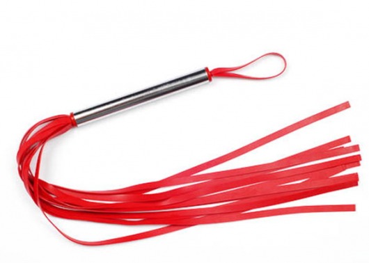 Красная резиновая плеть с металлической рукоятью - 55 см. - Sitabella - купить с доставкой в Москве