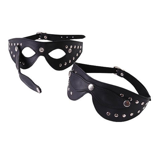 Чёрная кожаная маска с велюровой подкладкой - Sitabella - купить с доставкой в Москве