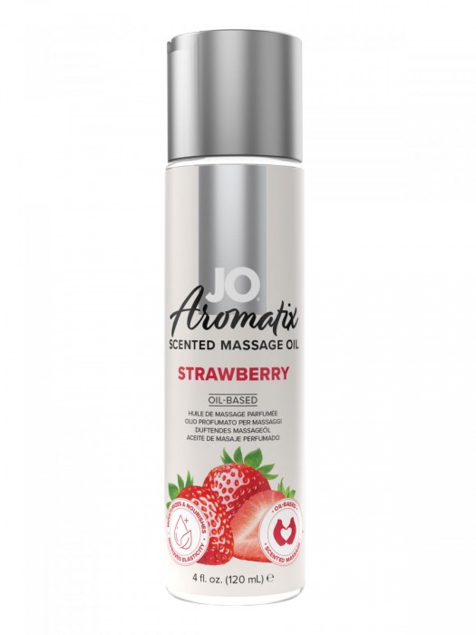 Массажное масло JO Aromatix Massage Oil Strawberry с ароматом клубники - 120 мл. - System JO - купить с доставкой в Москве