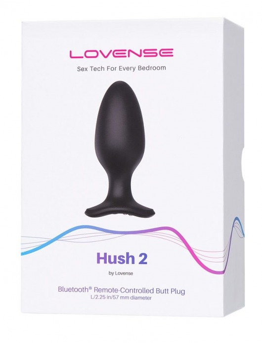 Черная анальная вибропробка HUSH 2 Size L - 12,1 см. - Lovense