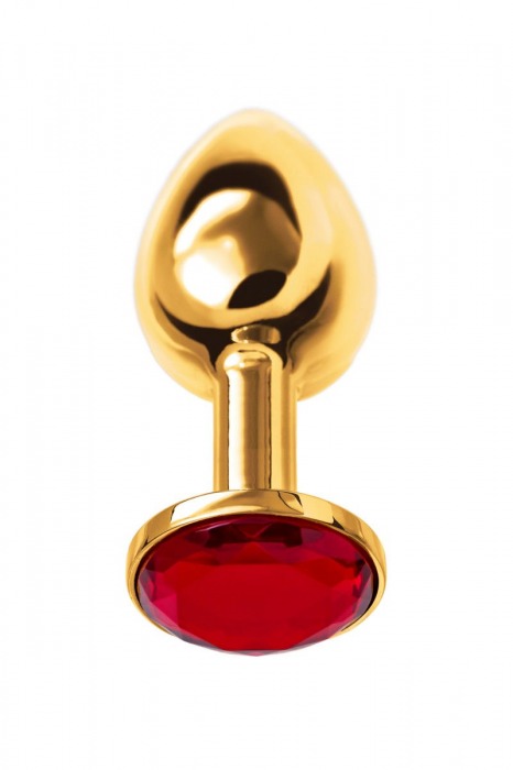 Малая золотистая анальная втулка с красным кристаллом - 6 см. - ToyFa - купить с доставкой в Москве