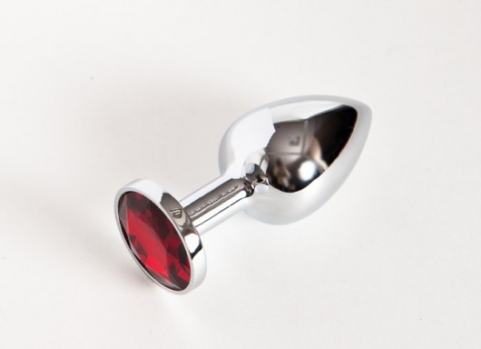 Малая серебристая анальная втулка с красным кристаллом - 6 см. - ToyFa - купить с доставкой в Москве