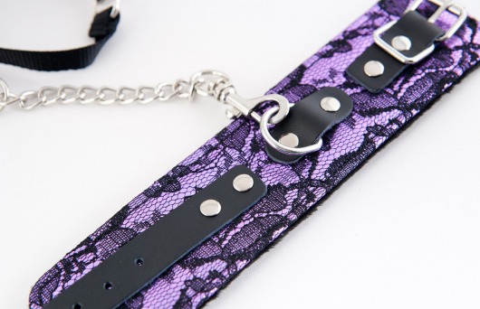 Пурпурный кружевной набор: ошейник и наручники - ToyFa - купить с доставкой в Москве