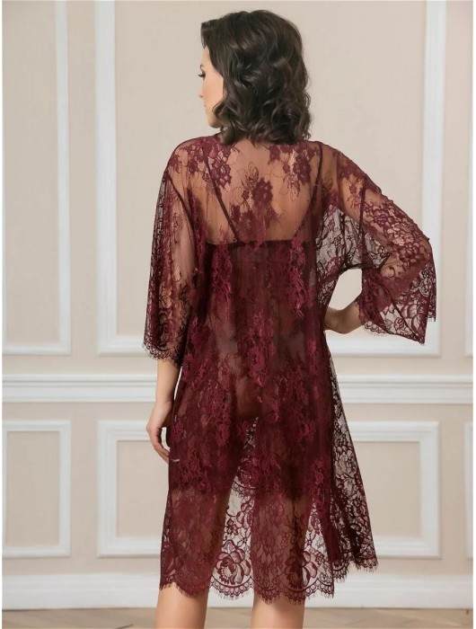 Соблазнительный кружевной пеньюар с поясом - Felisse купить с доставкой