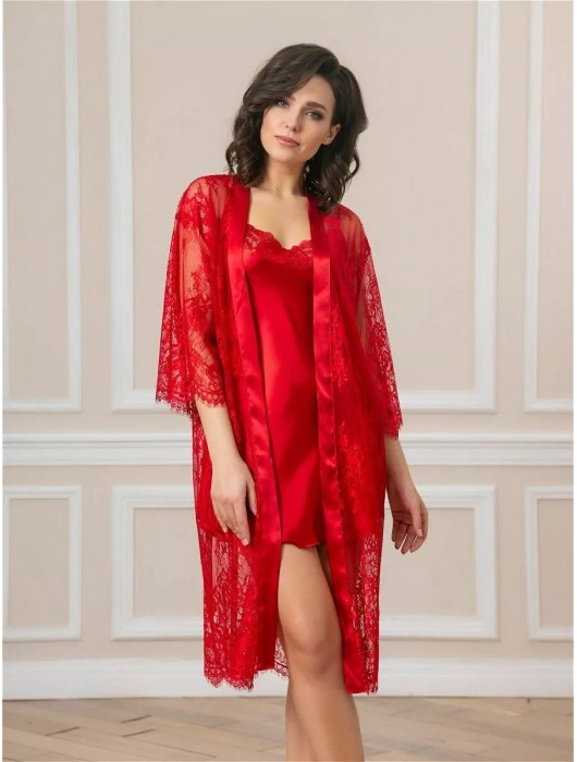 Соблазнительный кружевной пеньюар с поясом - Felisse купить с доставкой