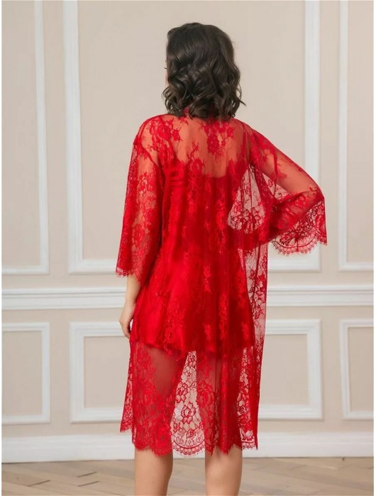 Соблазнительный кружевной пеньюар с поясом - Felisse купить с доставкой