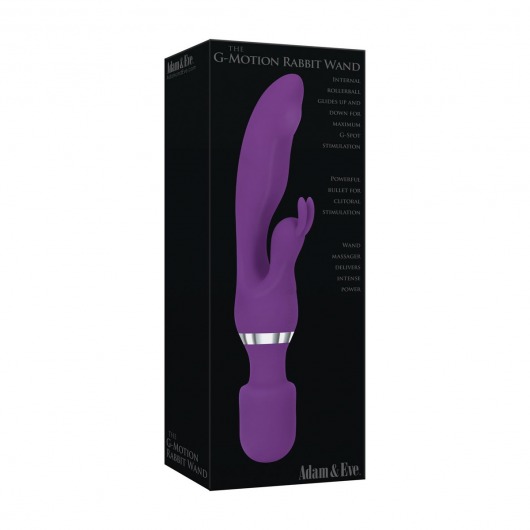 Фиолетовый двусторонний вибростимулятор G Motion Rabbit Wand - 25,4 см. - Adam & Eve
