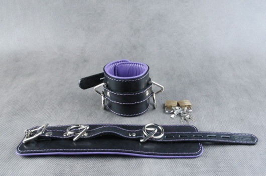 Подвёрнутые кожаные наножники с фиолетовым подкладом - Beastly - купить с доставкой в Москве
