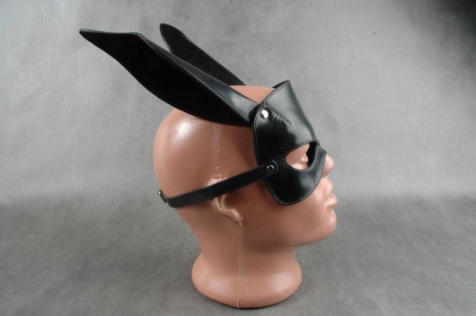 Чёрная кожаная маска на верхнюю часть лица  Е-РАБбит - Beastly - купить с доставкой в Москве
