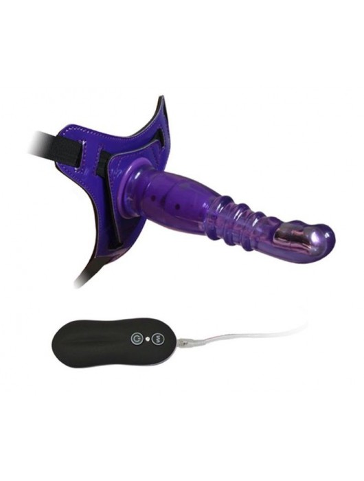 Фиолетовый страпон с вибрацией 10Mode Vibrations Harness-G spot Dong - 18 см. - Howells - купить с доставкой в Москве