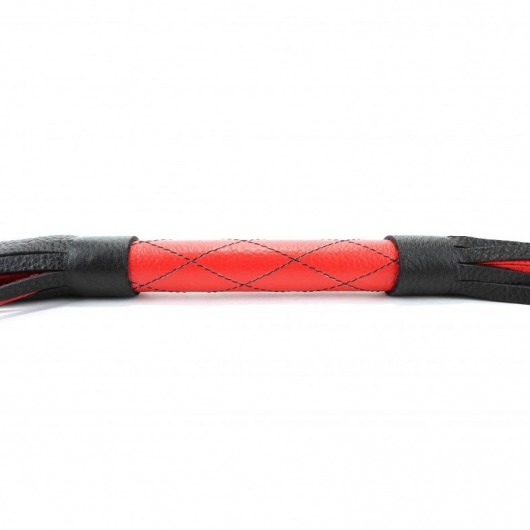 Красно-черная кожаная плётка - 51 см. - БДСМ Арсенал - купить с доставкой в Москве